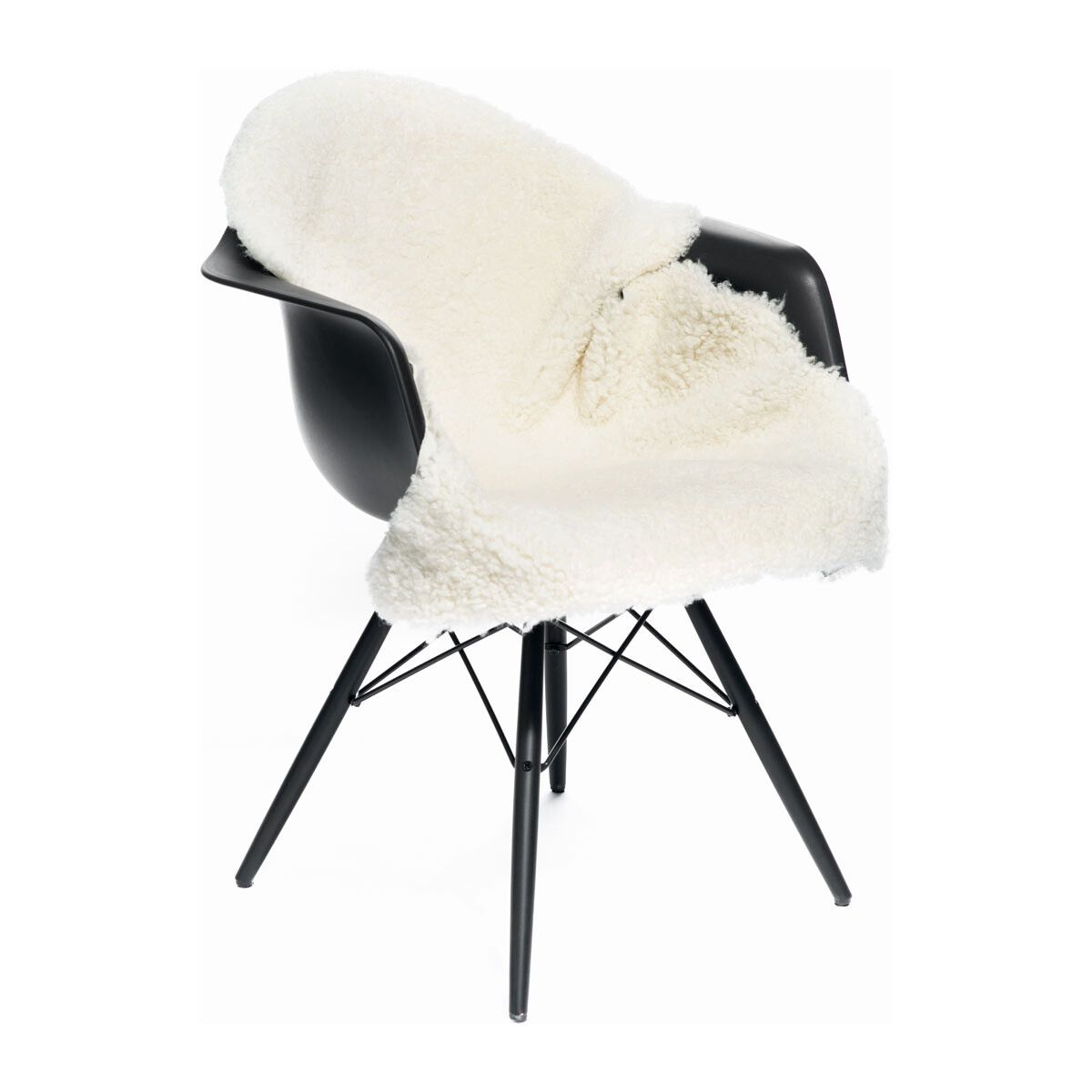 Short Wool Curly Sheepskin 39x24 in Ivory
