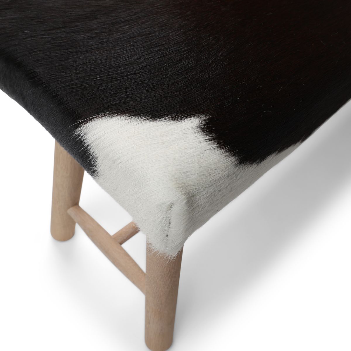 Cowhide Bench | Oak Legs Black/White