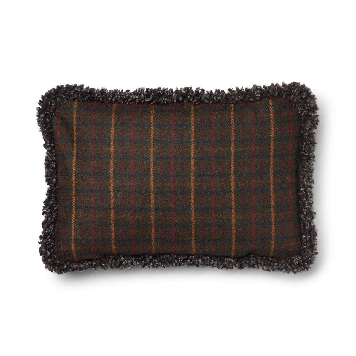 Wool Cushion Rectangular | Doublesided | SW trim | 13x20 in Kilberry Fir-D. Green/Capp.i