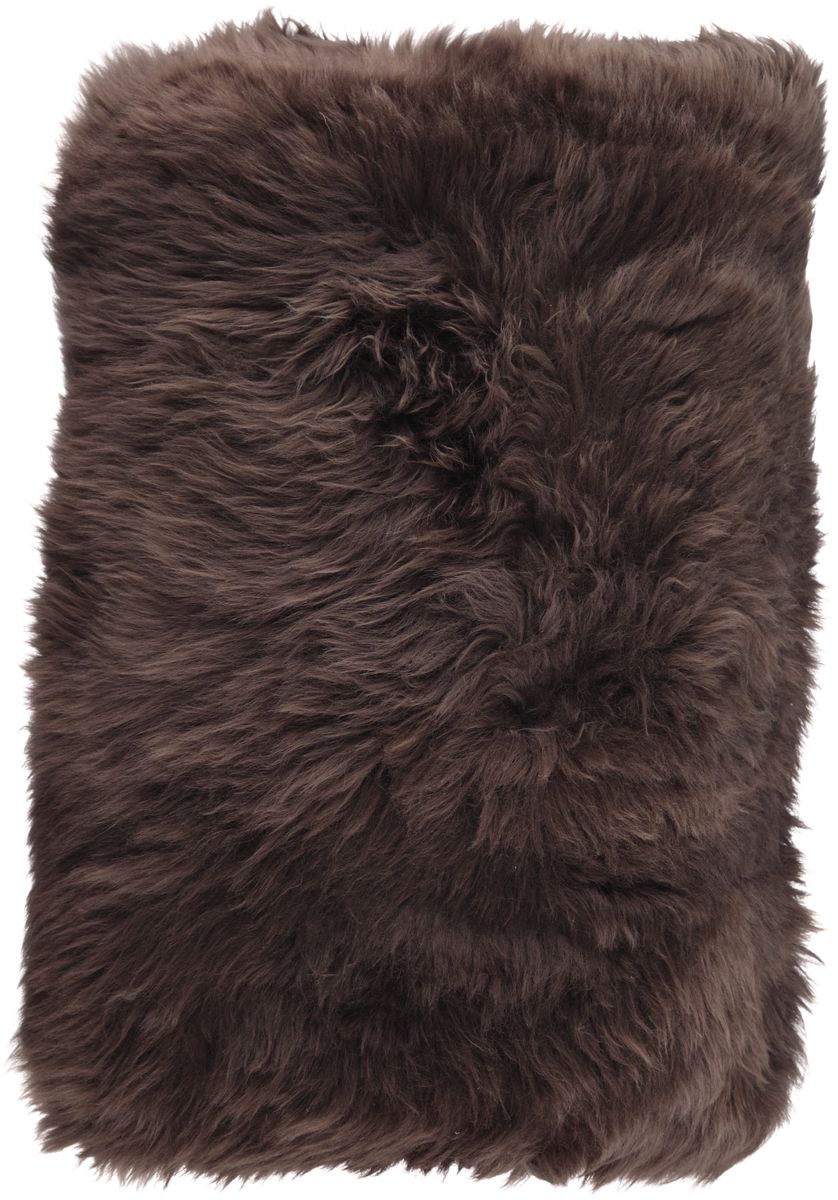 Long-Wool Sheepskin Cushion | 16x24 in Chocolate