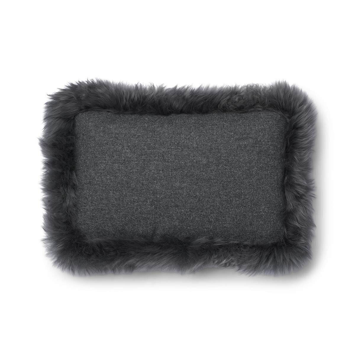 Wool Cushion | LW trim | 20x20 in | 13x20 in Rock/Steel