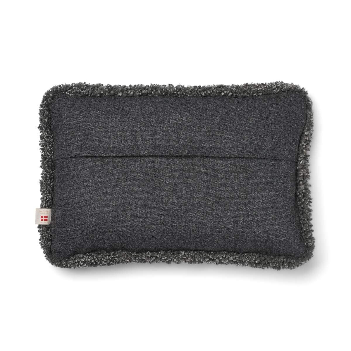 Short-Wool Sheepskin Cushion | SW trim | 13x20 in Rock/Graphite