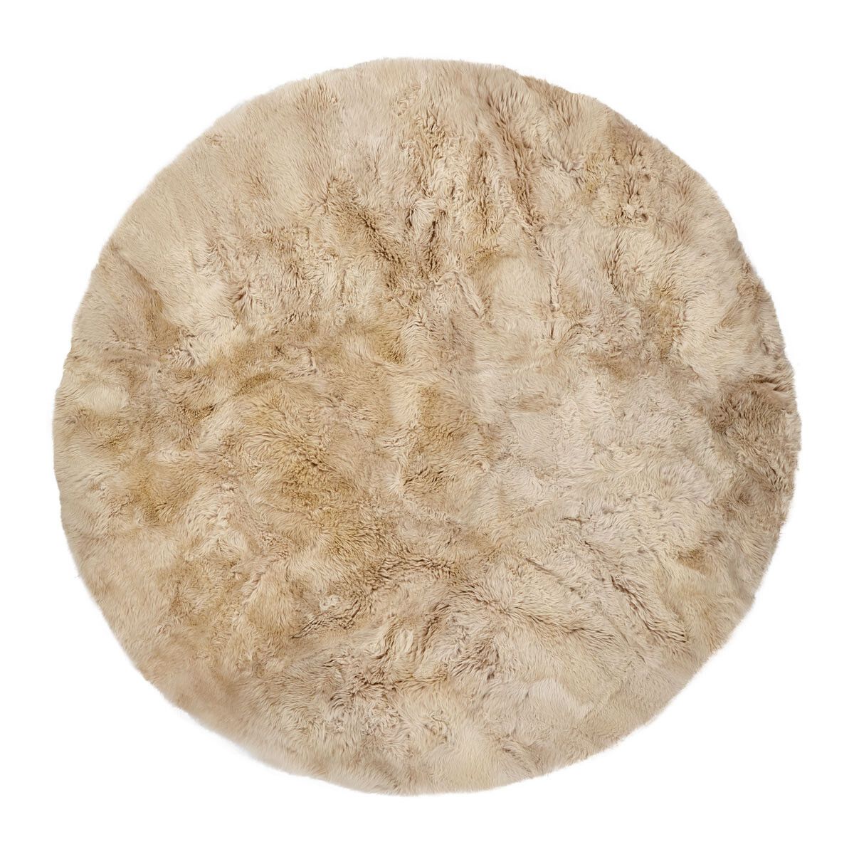 Long Wool Sheepskin Design Rug | D55 in Linen