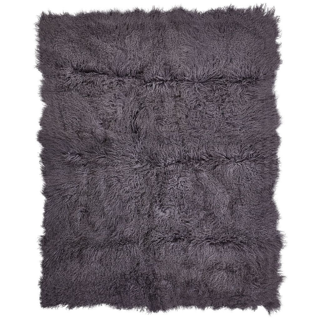 Throw of Curly Sheepskin Steel