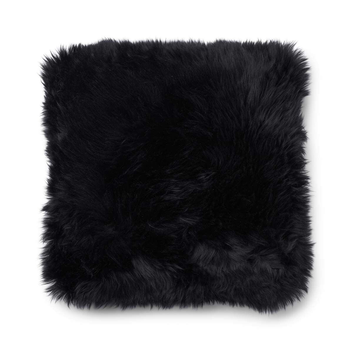 Long-Wool Sheepskin Cushion | 20x20 in Charcoal/Black