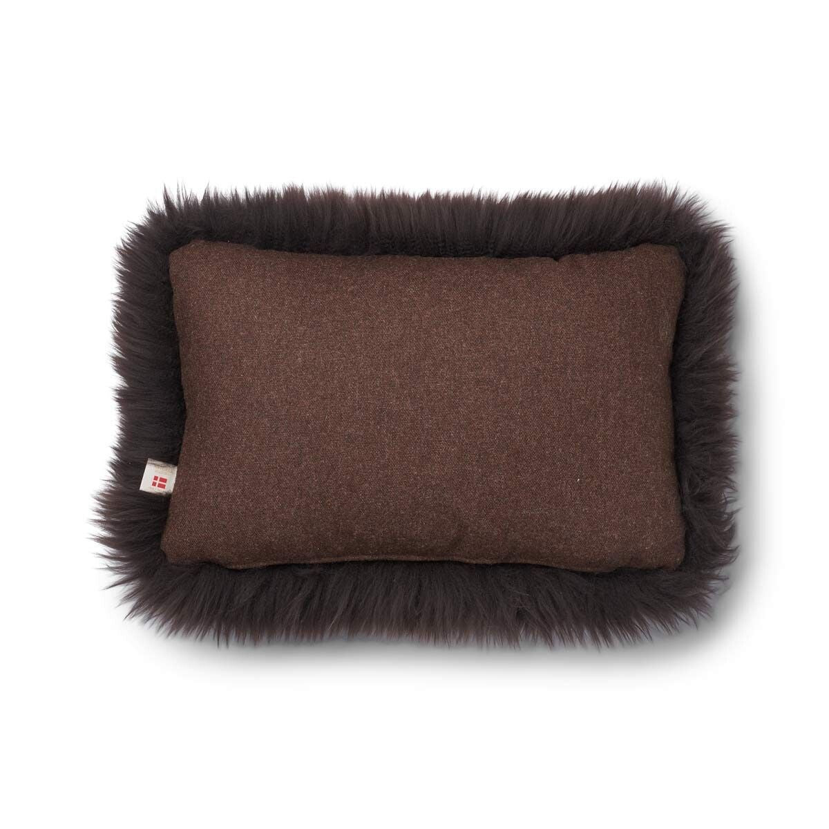 Long-Wool Sheepskin Cushion | 13x20 in Brown/Chocolate