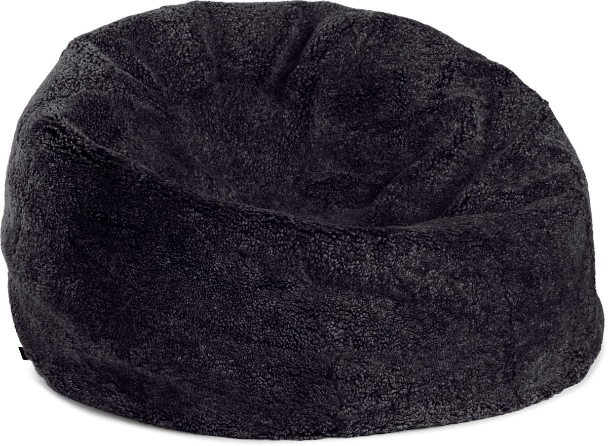 Round Sheepskin Bean Bag | Short Wool | Medium | Large Black