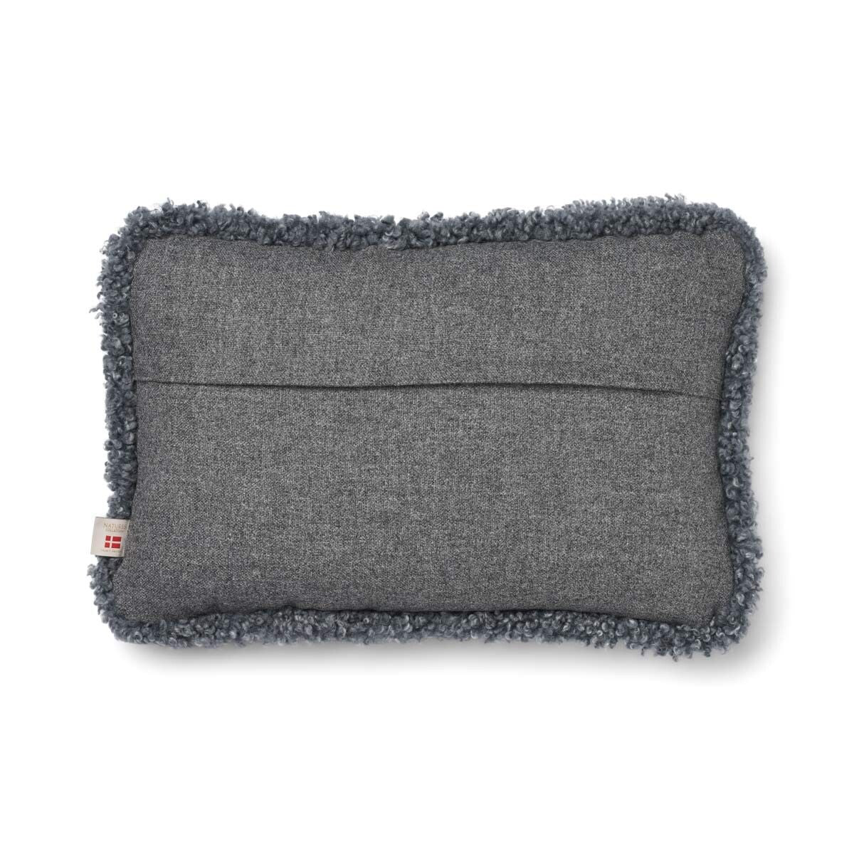 Short-Wool Sheepskin Cushion | SW trim | 13x20 in Stone/Light Grey
