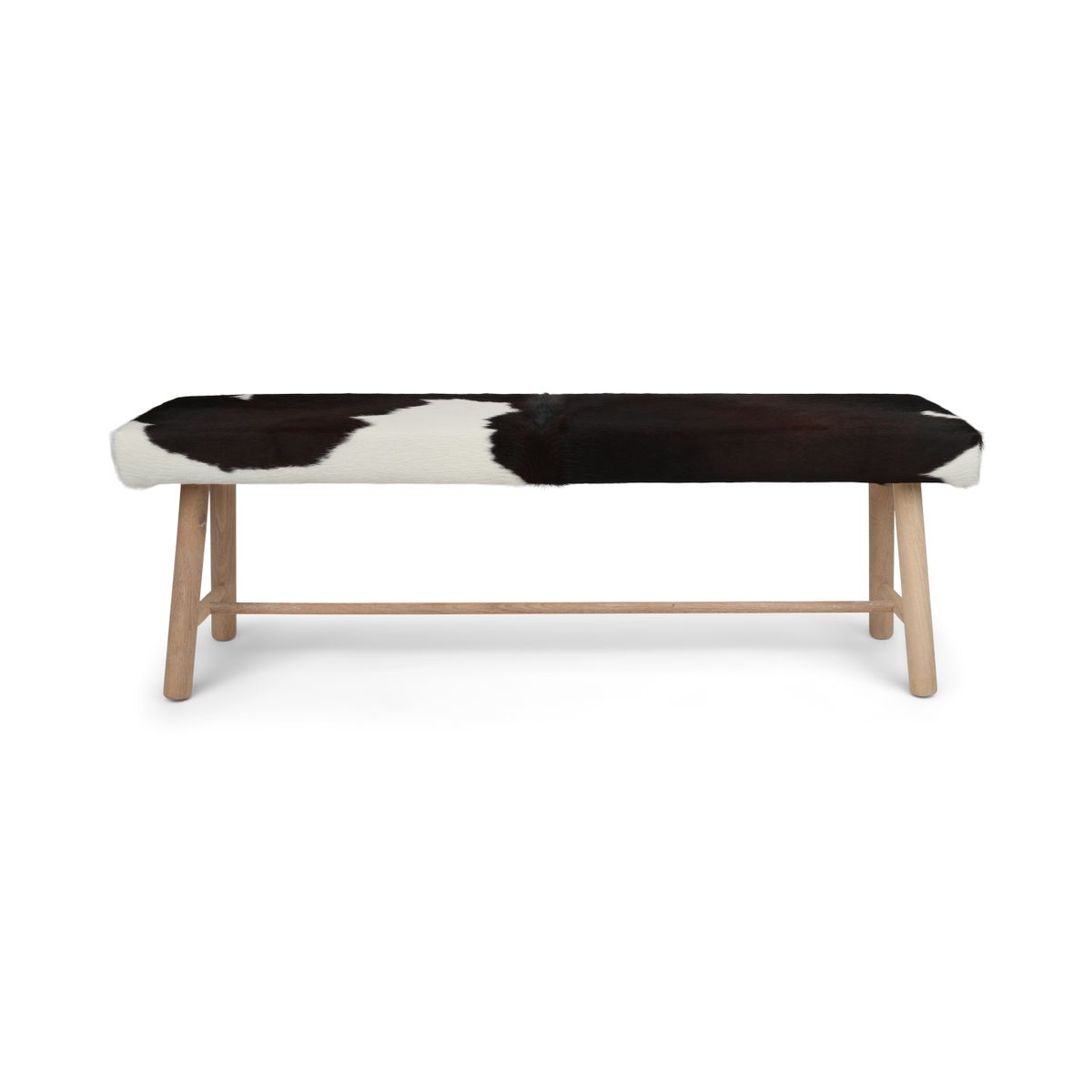 Cowhide Bench | Oak Legs Black/White