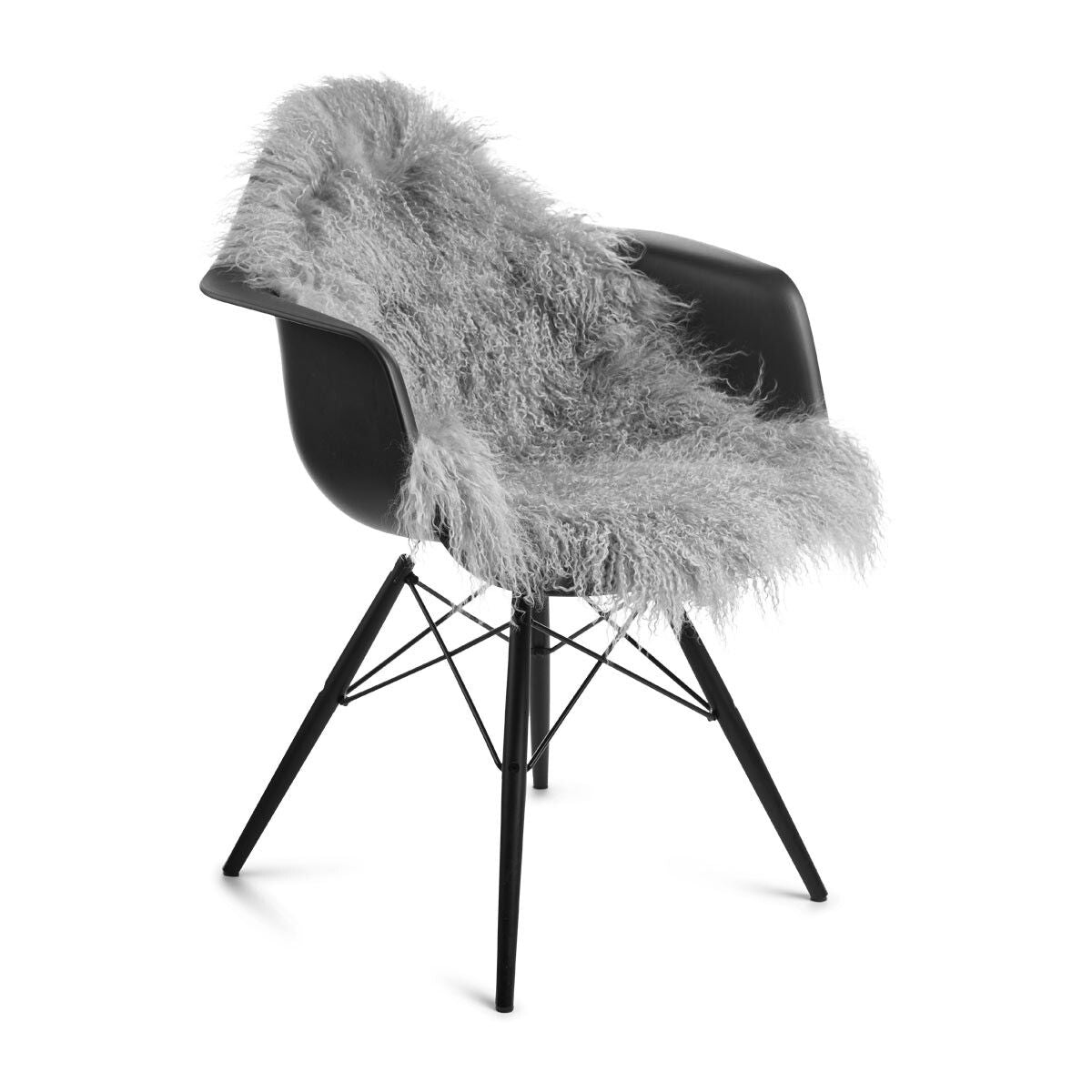 Curly Sheepskin | Mongolian | 33x20 in Light Grey