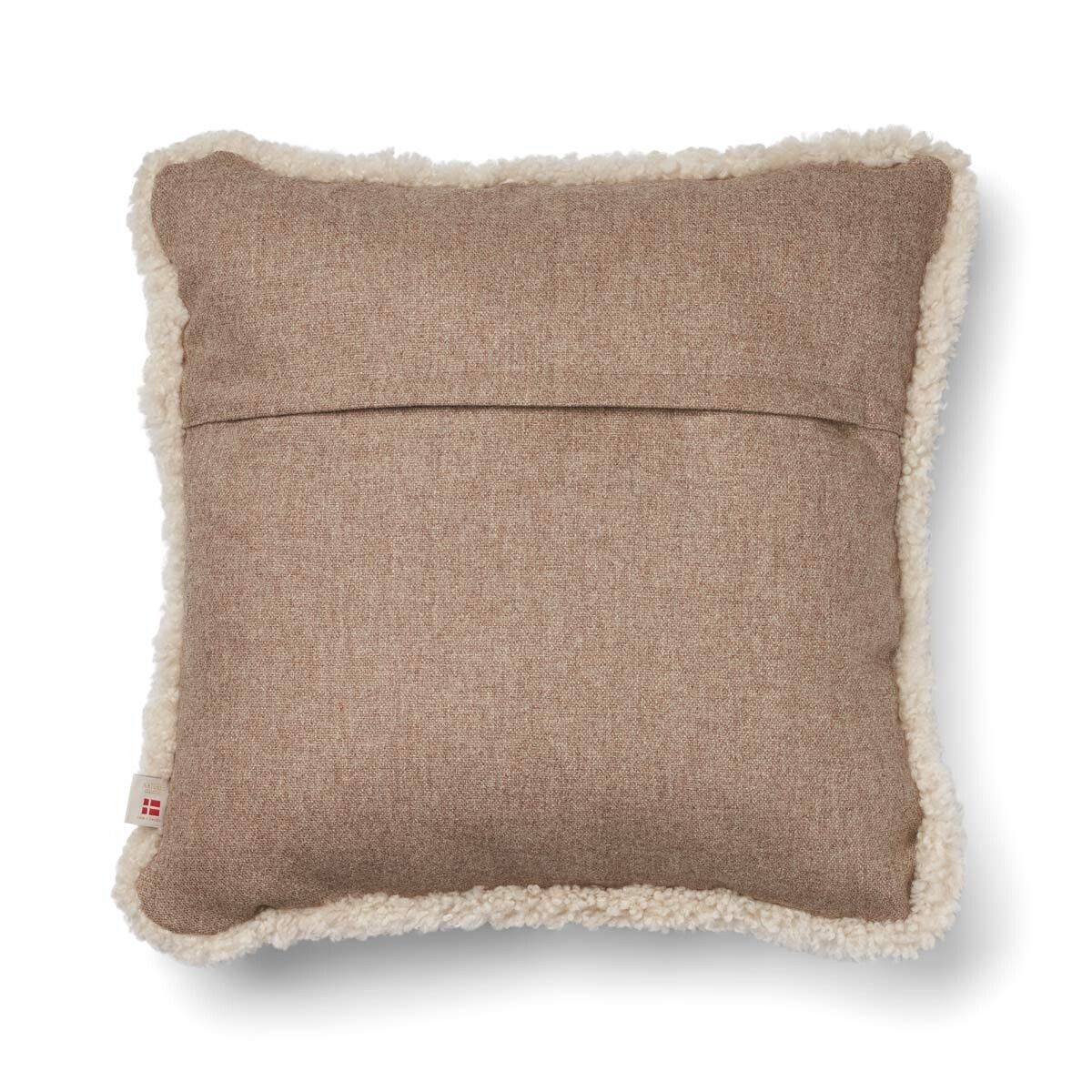 Short-Wool Sheepskin Cushion | SW trim | 20x20 in Beige/Pearl