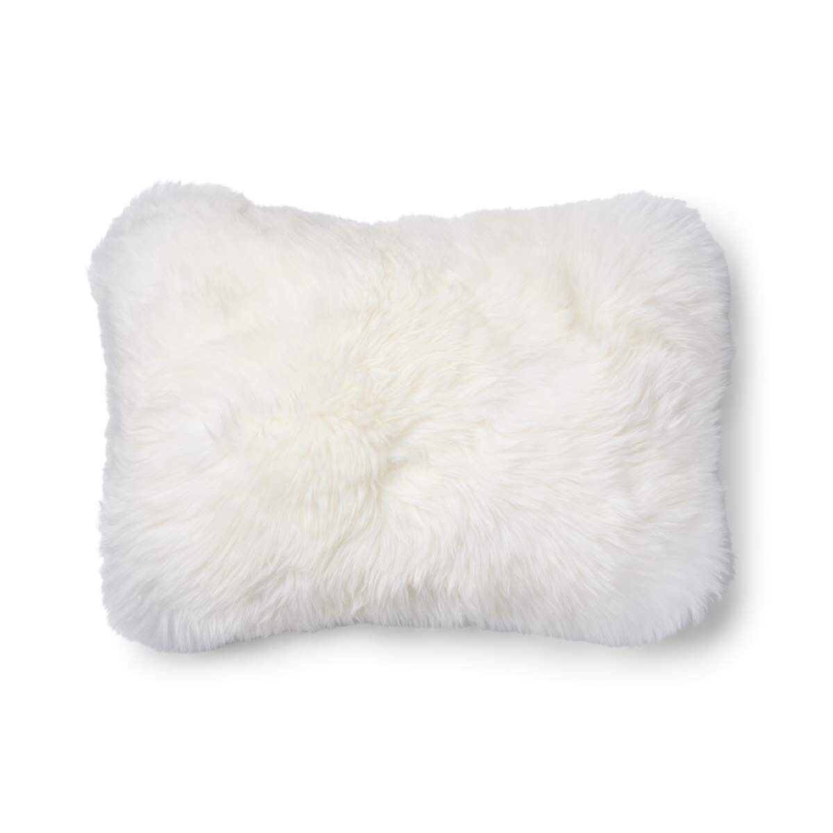 Long-Wool Sheepskin Cushion | 13x20 in Silver/Ivory