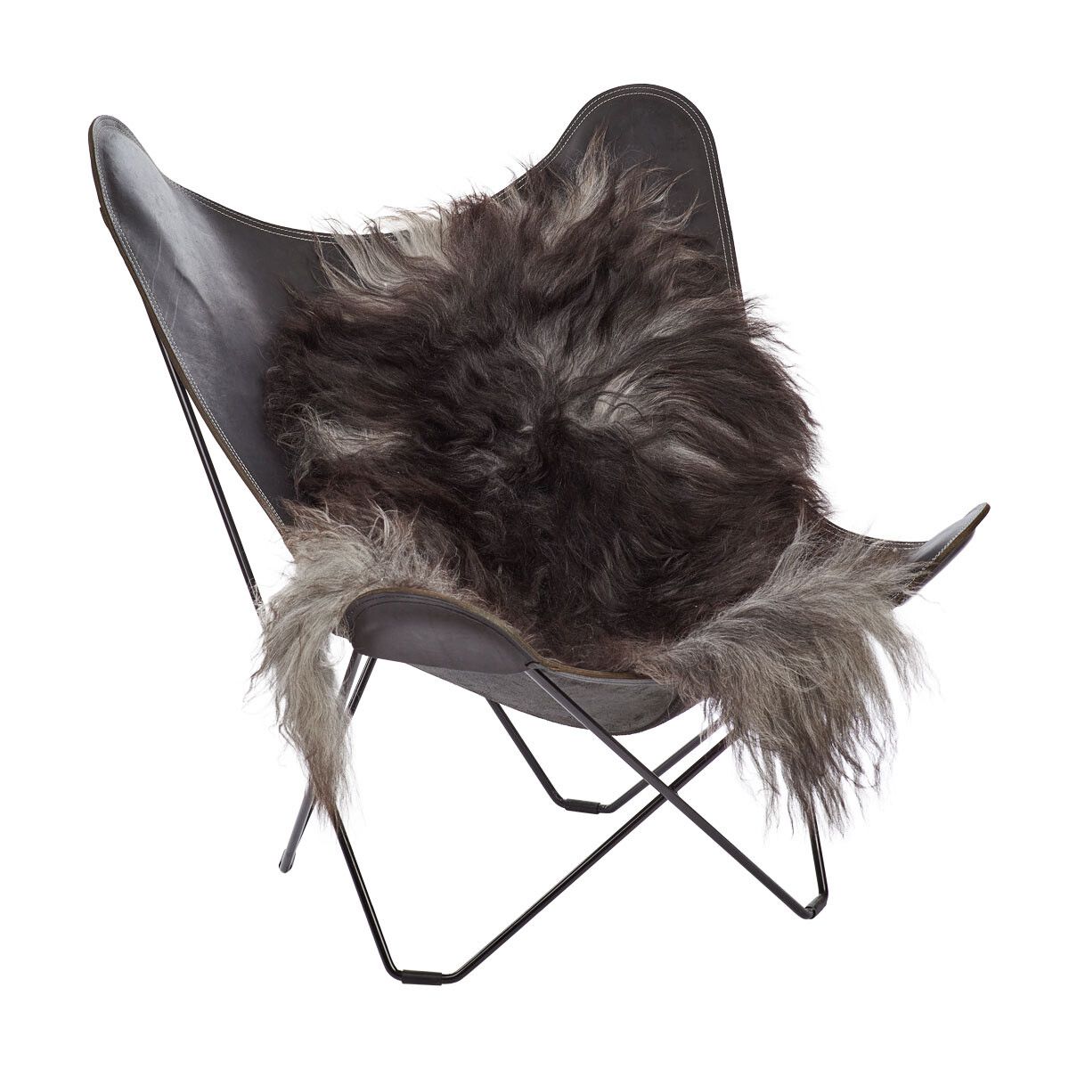Icelandic Sheepskin | Long Wool | 39-47 in Natural Grey Dark