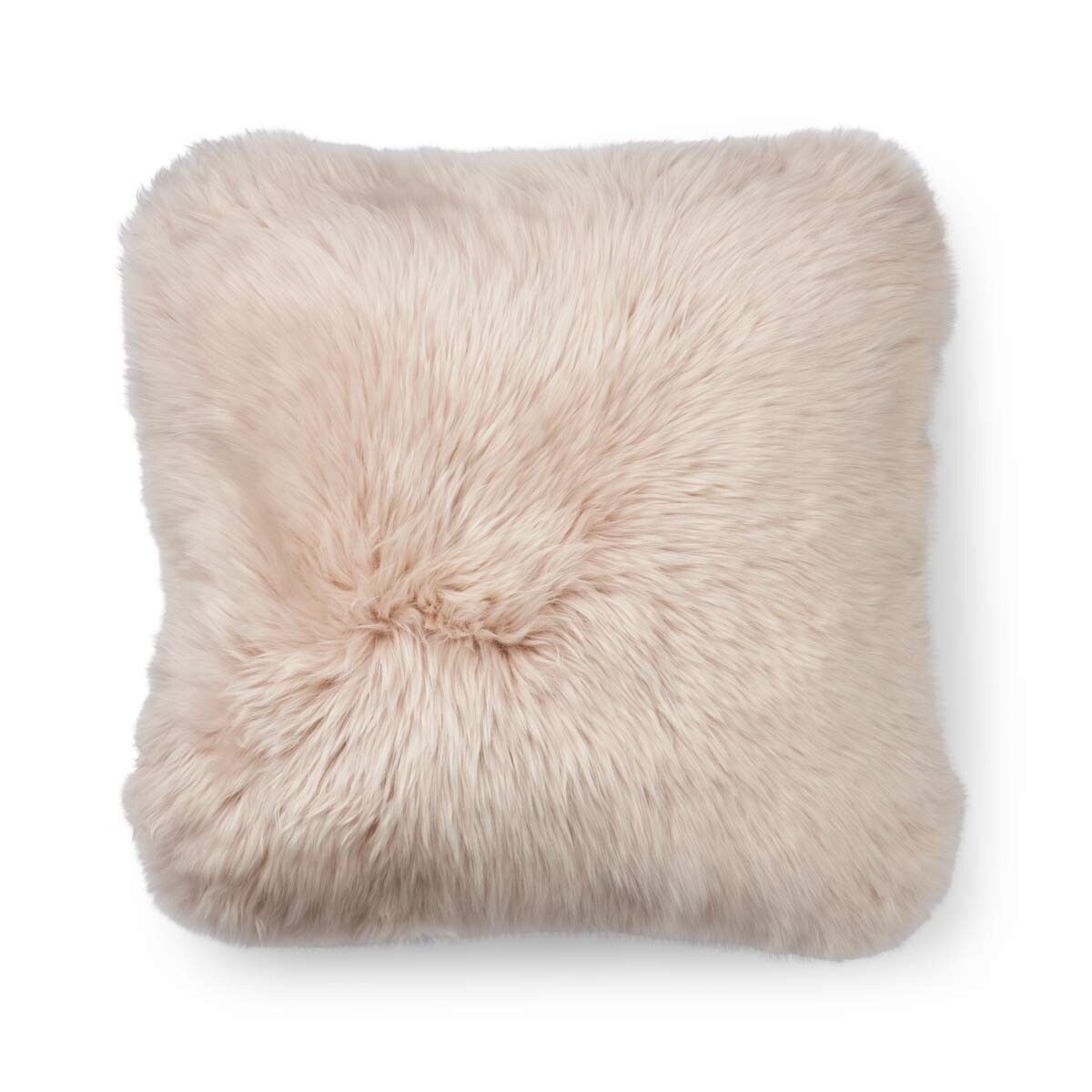 Long-Wool Double Sided Sheepskin Cushion | 22x22 in | 16x16 in Smoke Grey