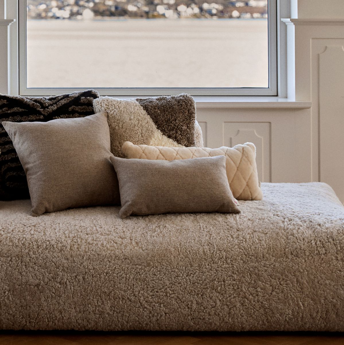 Doublesided 100% Wool Cushion | 14x36 in Stone