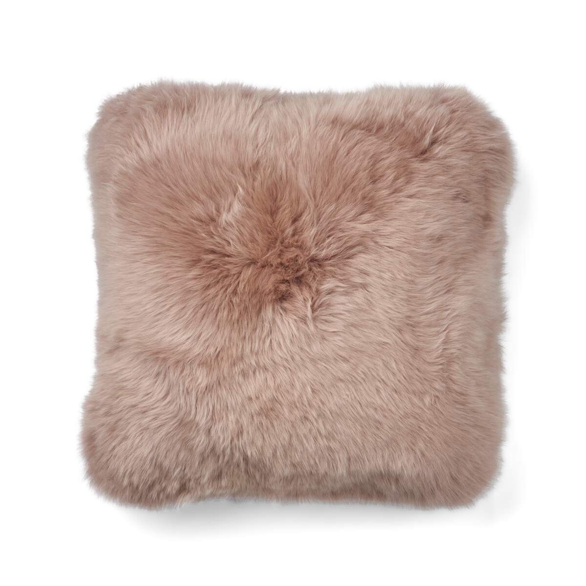 Long-Wool Double Sided Sheepskin Cushion | 22x22 in | 16x16 in Stucco Sand