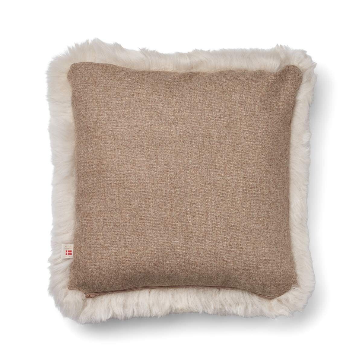 Long-Wool Sheepskin Cushion | 20x20 in Beige/Linen