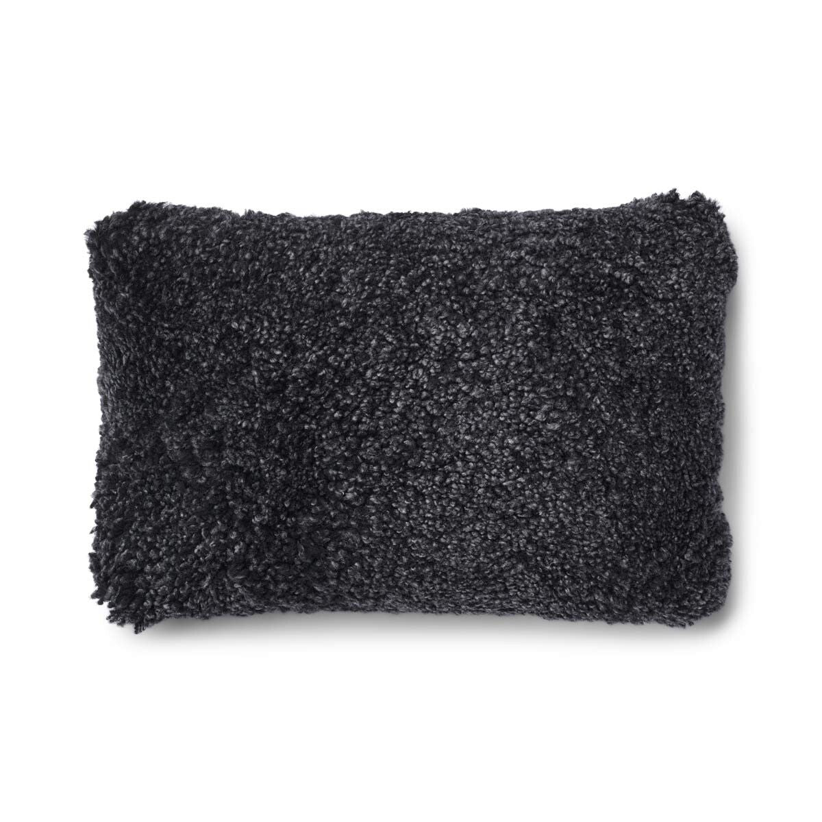 Short-Wool Sheepskin Cushion | 20x20 in | 13x20 in Charcoal/Anthracite