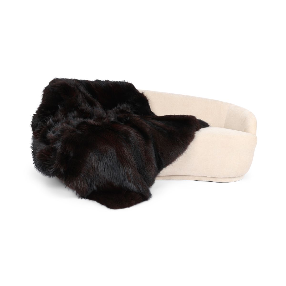 Premium Fox Throw | Cashmere Backing | Dark Brown
