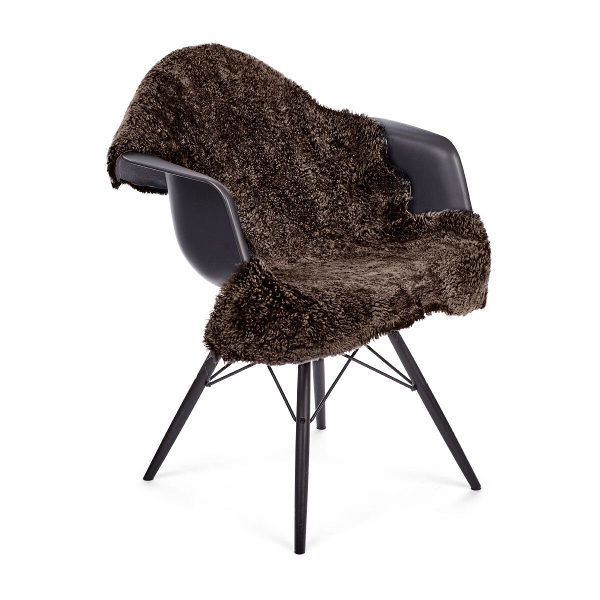 Short Wool Curly Sheepskin 39x24 in Cappuccino