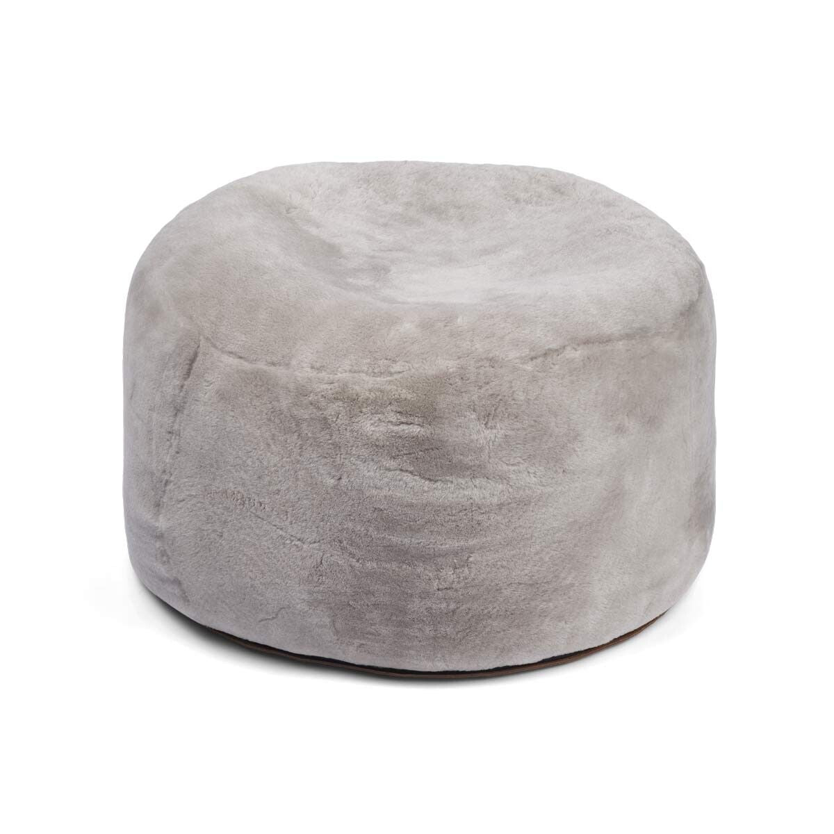 Round Moccasin Pouf | D22x18 in Silver Grey