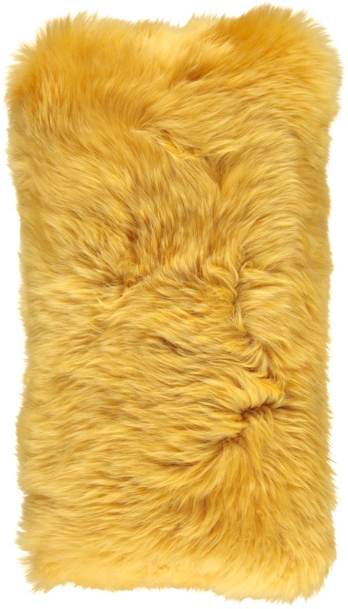 Long-Wool Sheepskin Cushion | 11x22 in Imperial Yellow