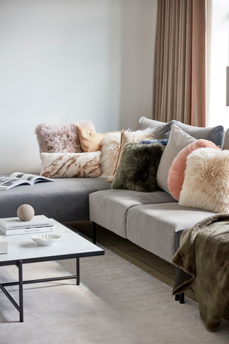 Long-Wool Double Sided Sheepskin Cushion | 22x22 in | 16x16 in Linen