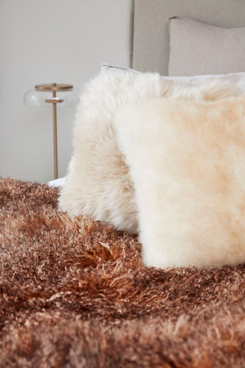 Throw of Curly Sheepskin Arctic Sunrise