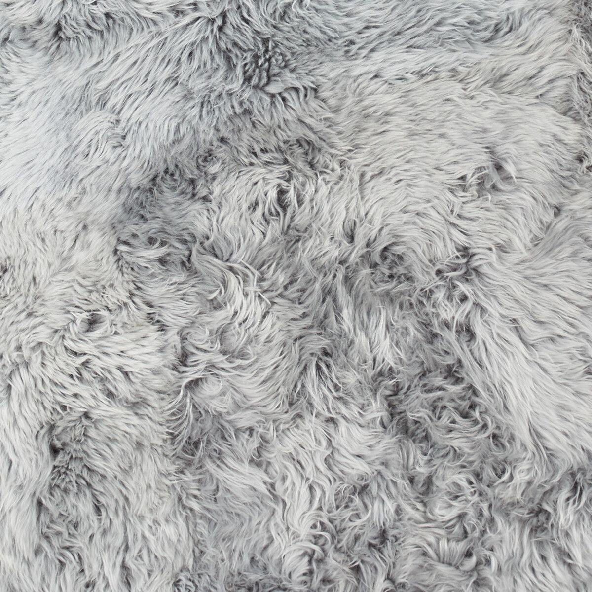 Long Wool Sheepskin Large Pouf | 39x20x13 in Light Grey