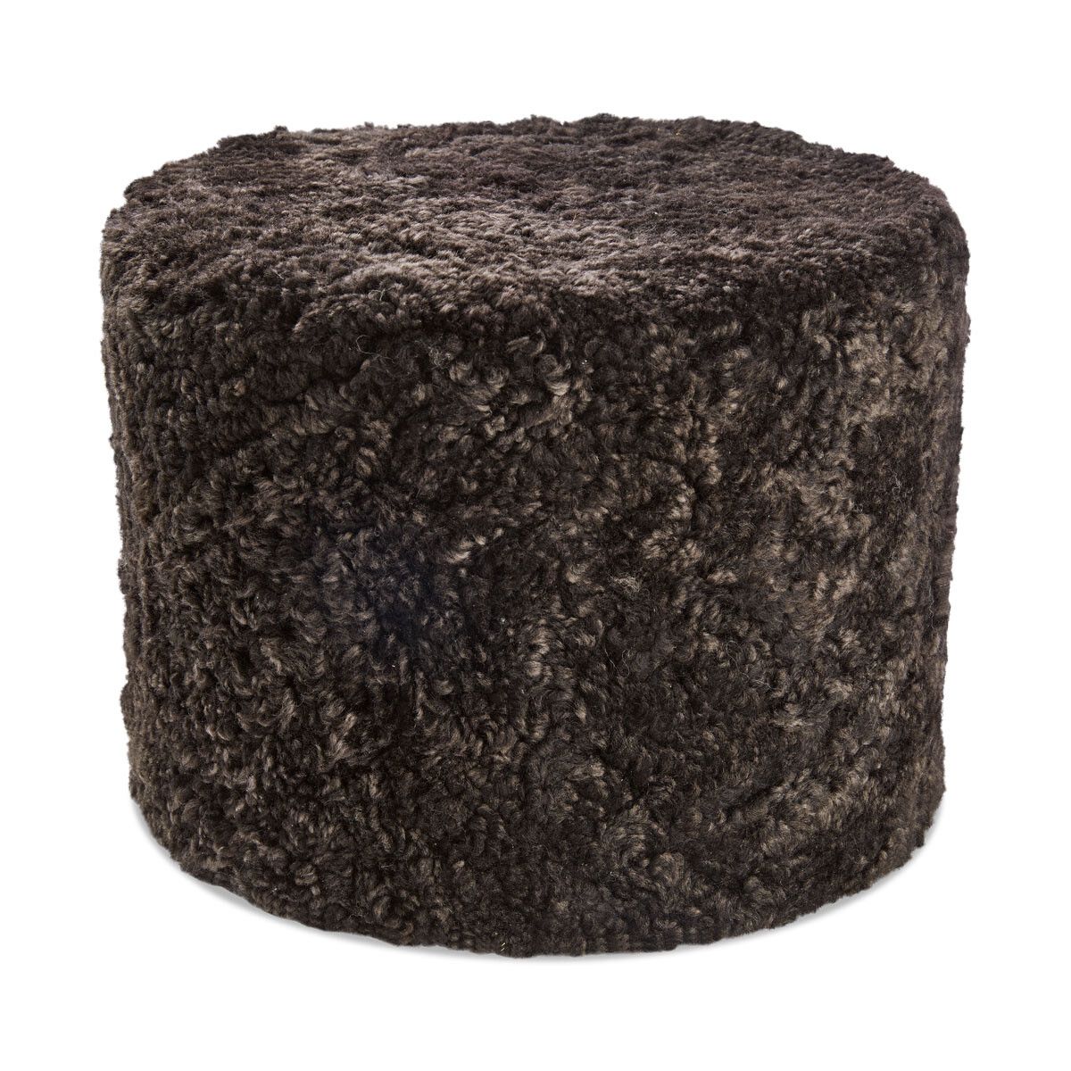 Short Wool Curly Sheepskin Pouf Cappuccino