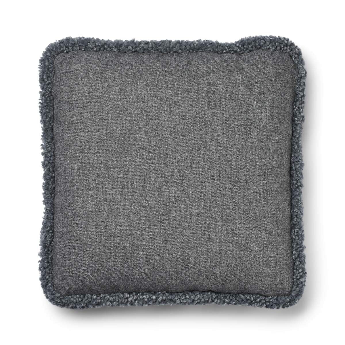 Short-Wool Sheepskin Cushion | SW trim | 20x20 in Stone/Light Grey