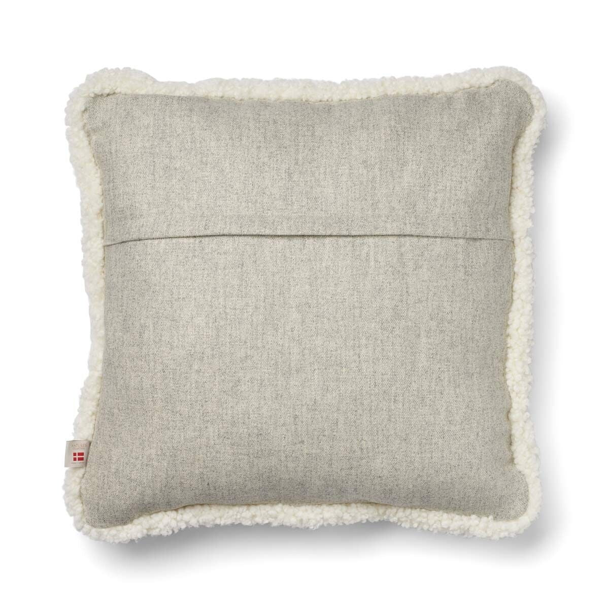 Short-Wool Sheepskin Cushion | SW trim | 20x20 in Silver/Ivory