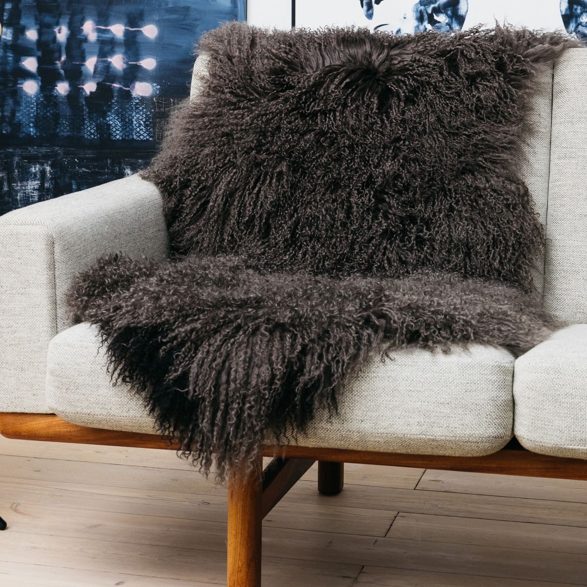 Curly Sheepskin | Tibetan | 53x20 in Taupe