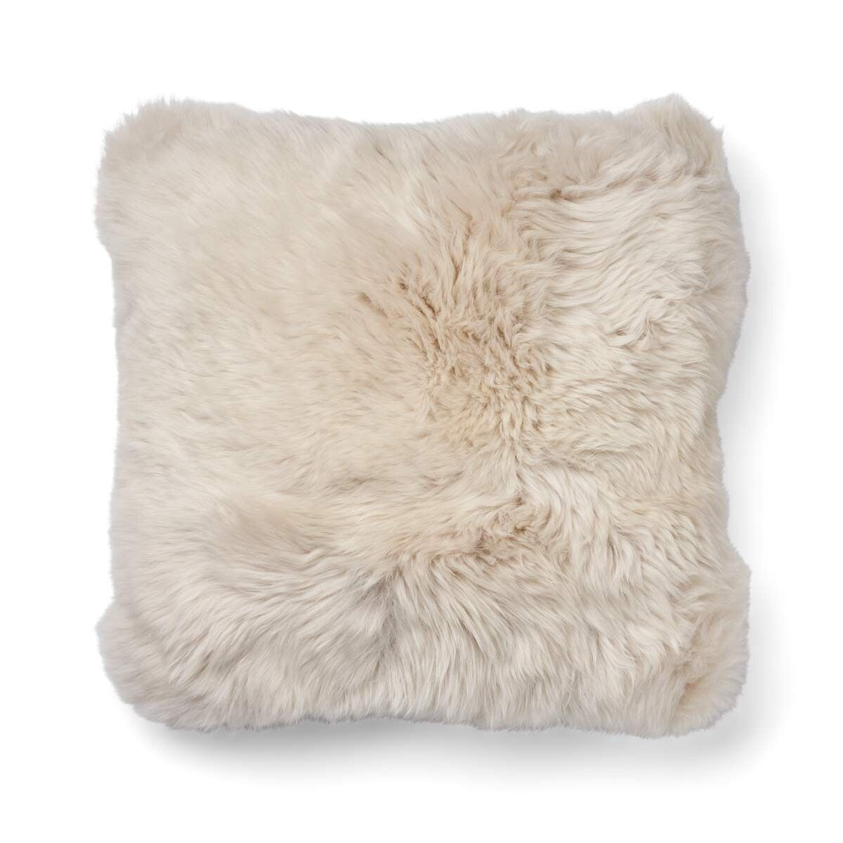 Long-Wool Sheepskin Cushion | 20x20 in Beige/Linen
