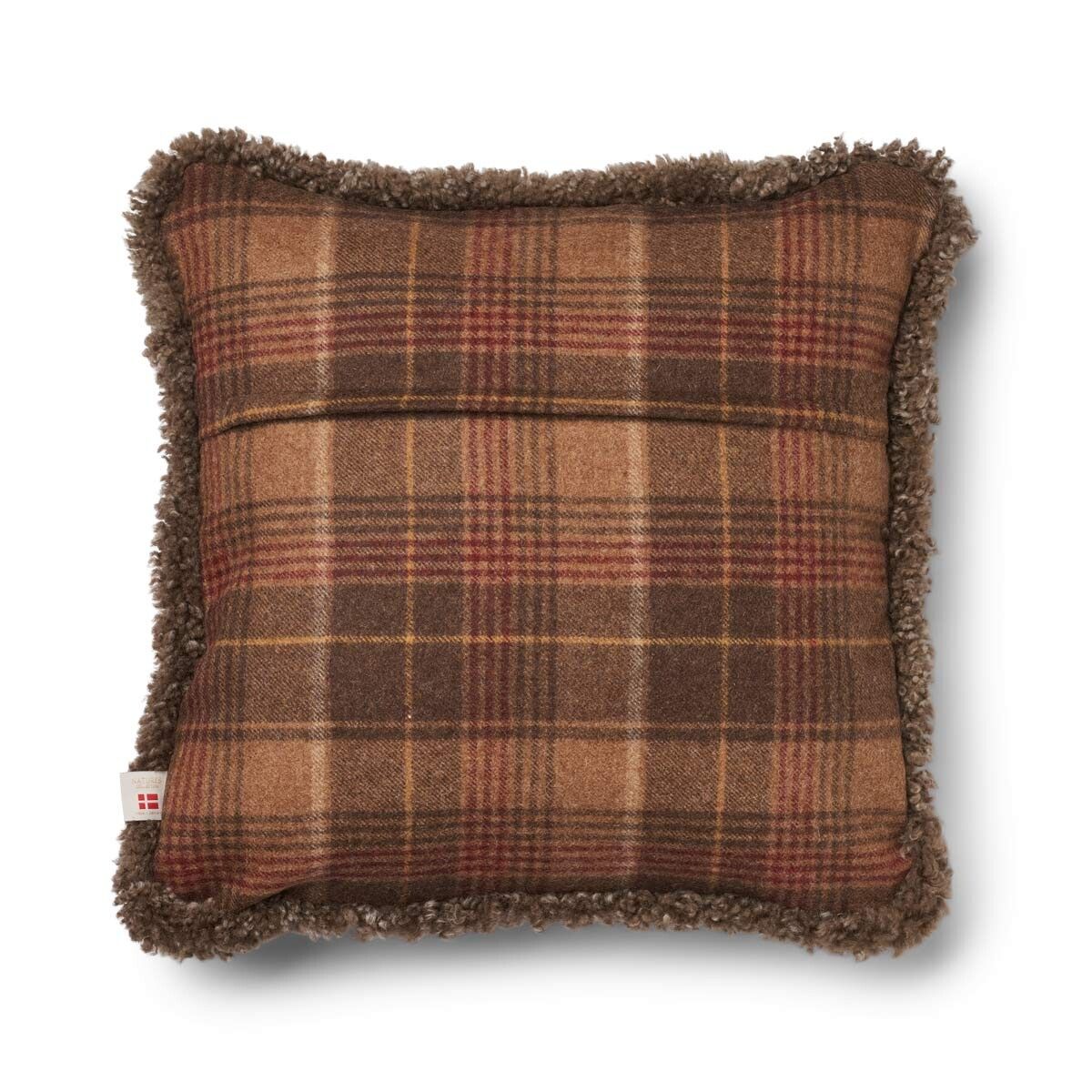 Wool Cushion | Doublesided | SW trim | 20x20 in Cocoa-Dark Brown/Taupe