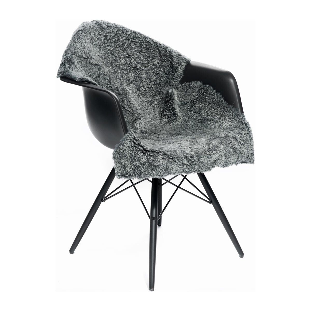 Short Wool Curly Sheepskin 39x24 in Graphite