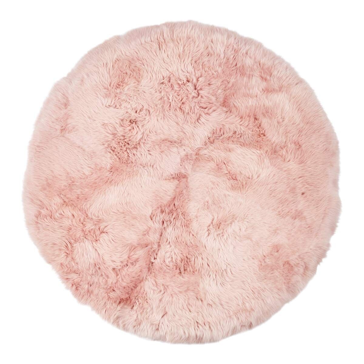 Long Wool Sheepskin Design Rug | D55 in Rosa