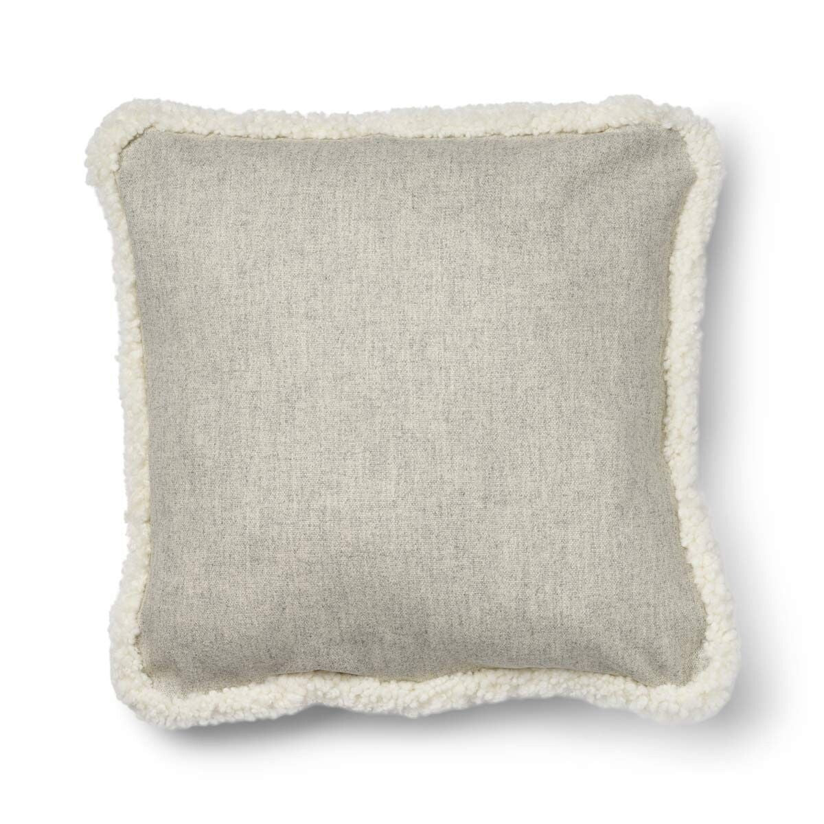 Short-Wool Sheepskin Cushion | SW trim | 20x20 in Silver/Ivory