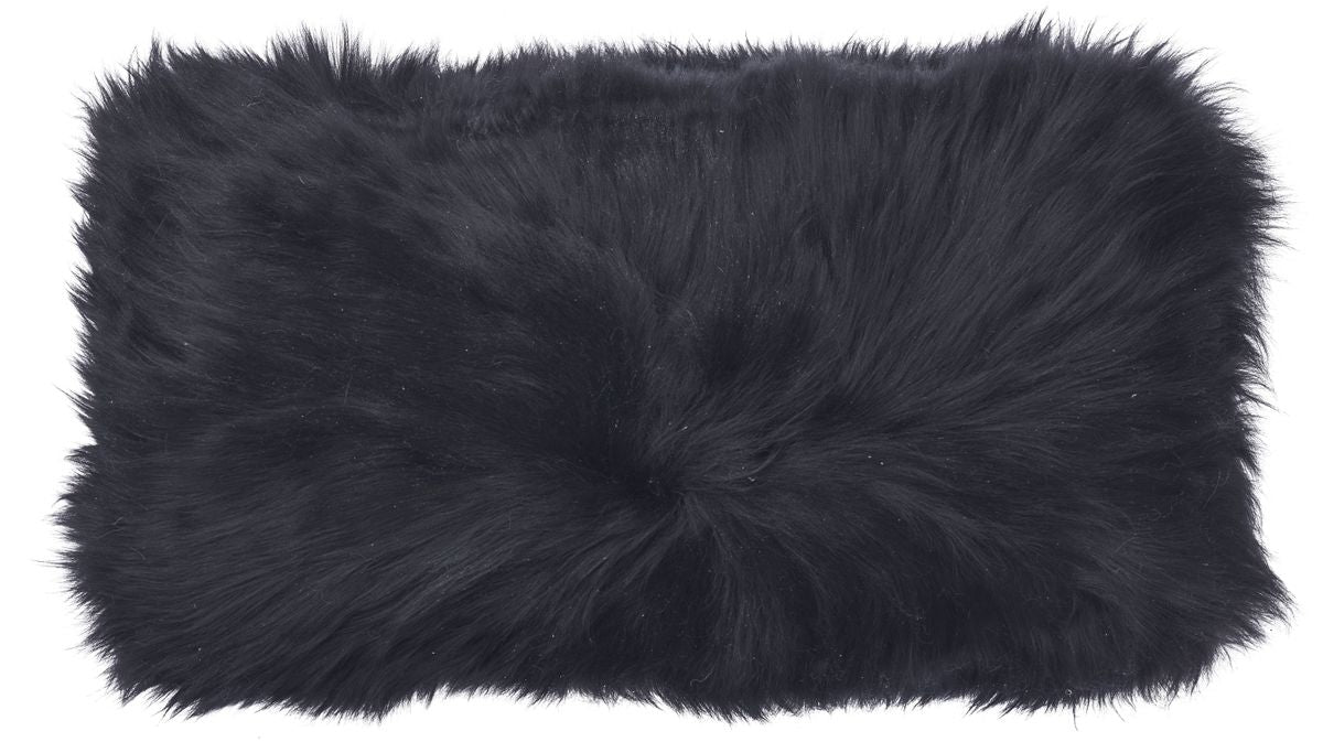 Long-Wool Sheepskin Cushion | 16x26 in Black
