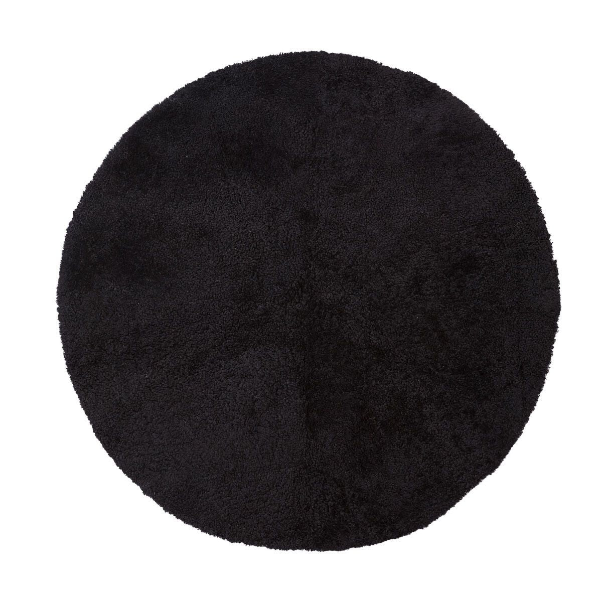 Short Wool Curly Sheepskin Design Rug | D55 in Black
