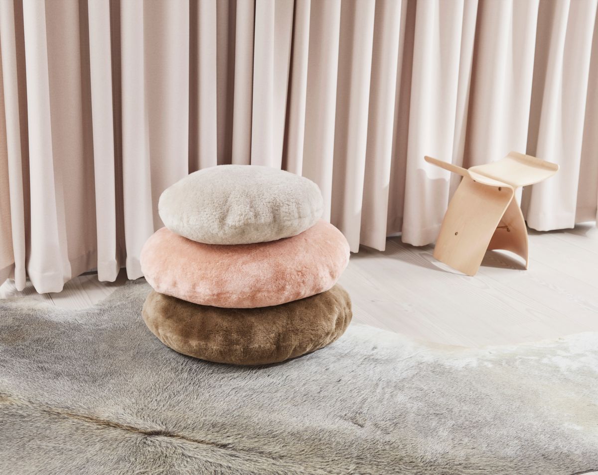 Nordic Velvet Double sided Cushion | D18 in | D24 in Grey Sand