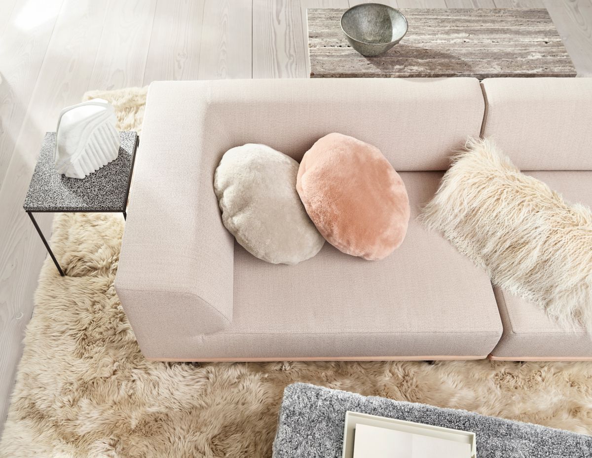 Nordic Velvet Double sided Cushion | D18 in | D24 in Grey Sand