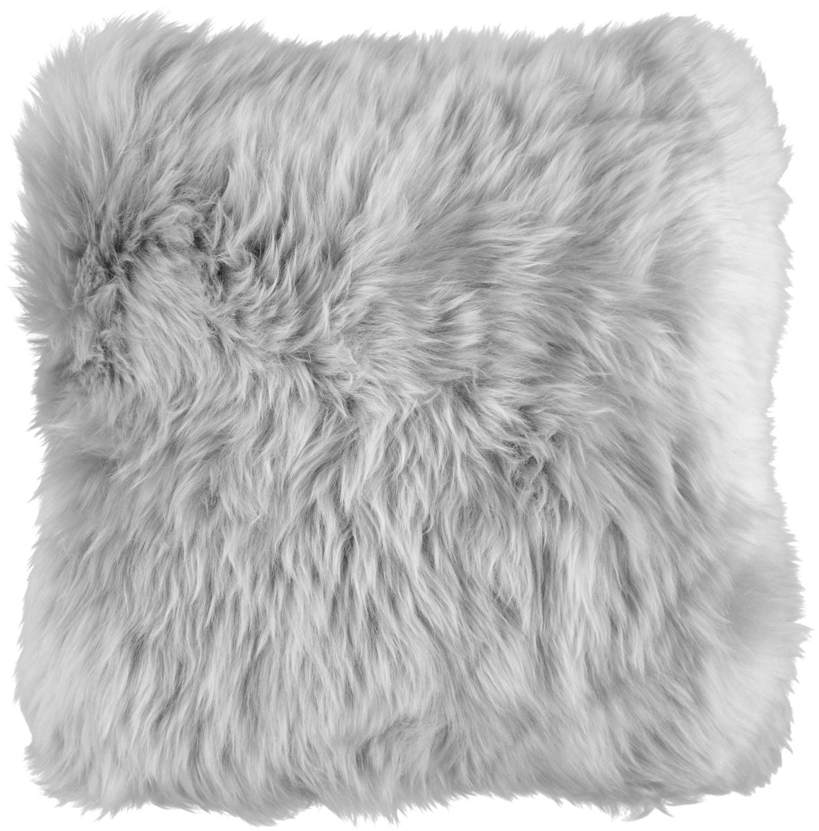 Long-Wool Double Sided Sheepskin Cushion | 22x22 in | 16x16 in Light Grey