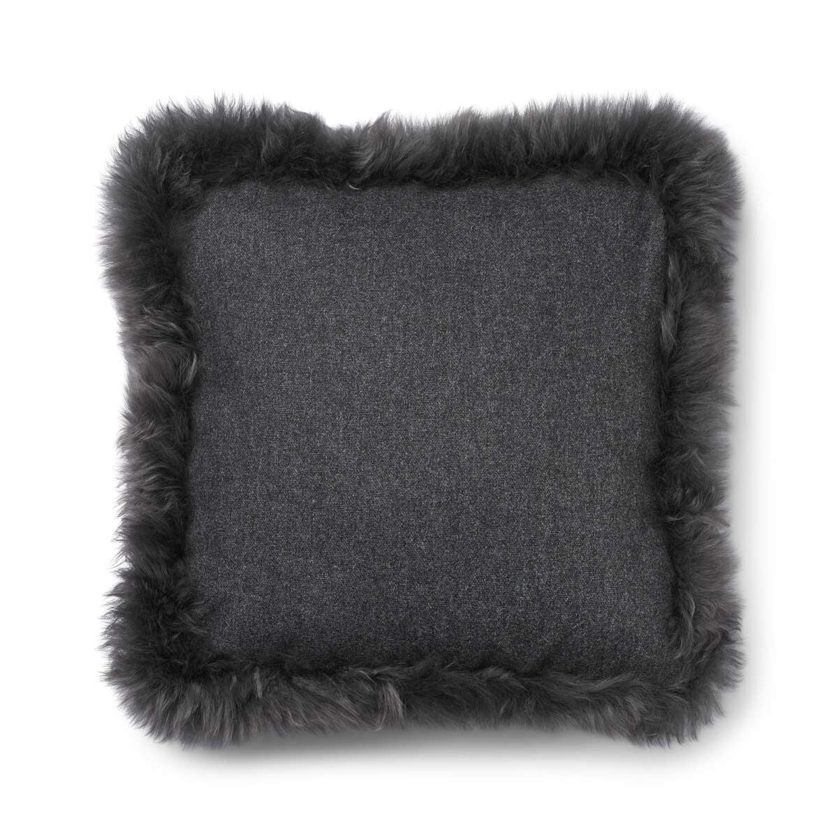 Wool Cushion | LW trim | 20x20 in | 13x20 in Rock/Steel