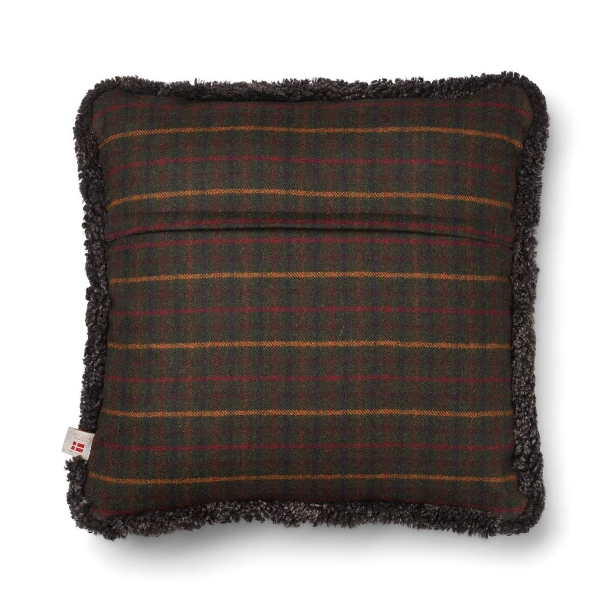 Wool Cushion | Doublesided | SW trim | 20x20 in Kilberry Fir-Dark Green/Cappuccino