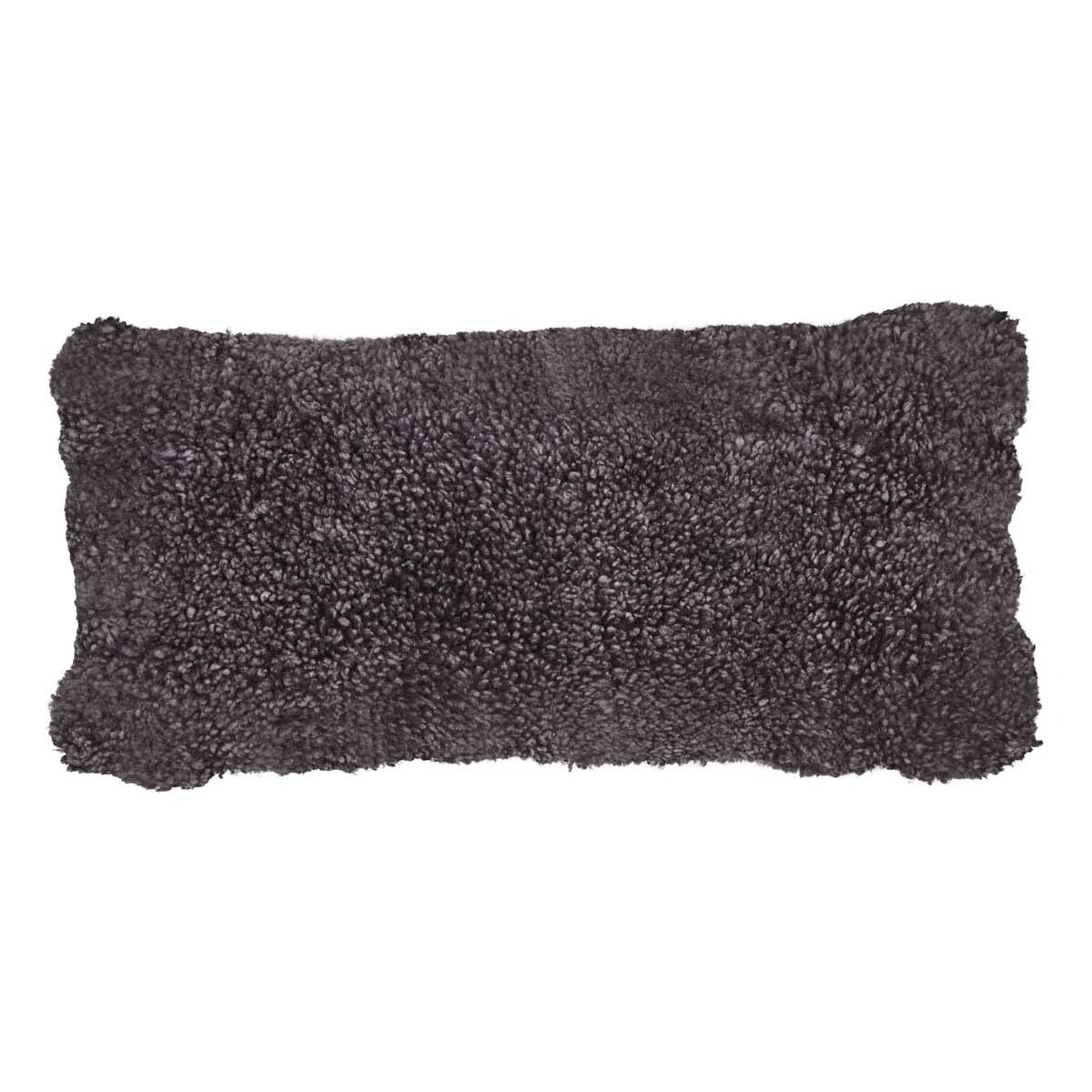 Short-Wool Sheepskin Cushion | Doublesided | 12x24 in Anthracite