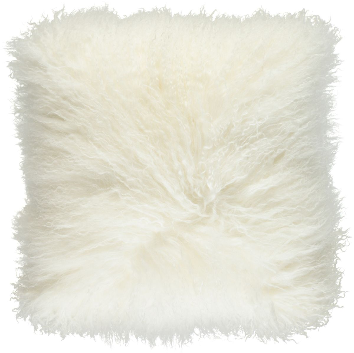 Curly Sheepskin Cushion | Doublesided | 16x16 in Ivory