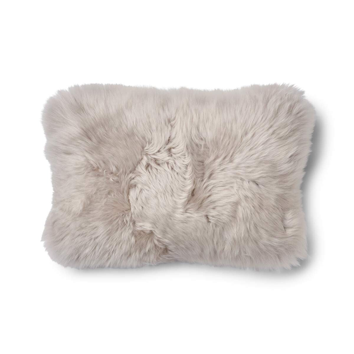 Long-Wool Sheepskin Cushion | 13x20 in Brown/Dove