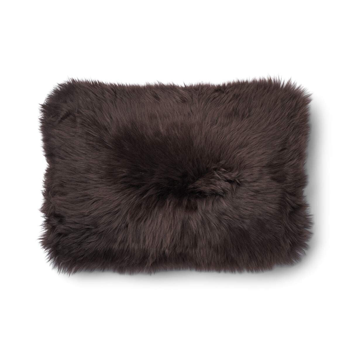 Long-Wool Sheepskin Cushion | 13x20 in Brown/Chocolate