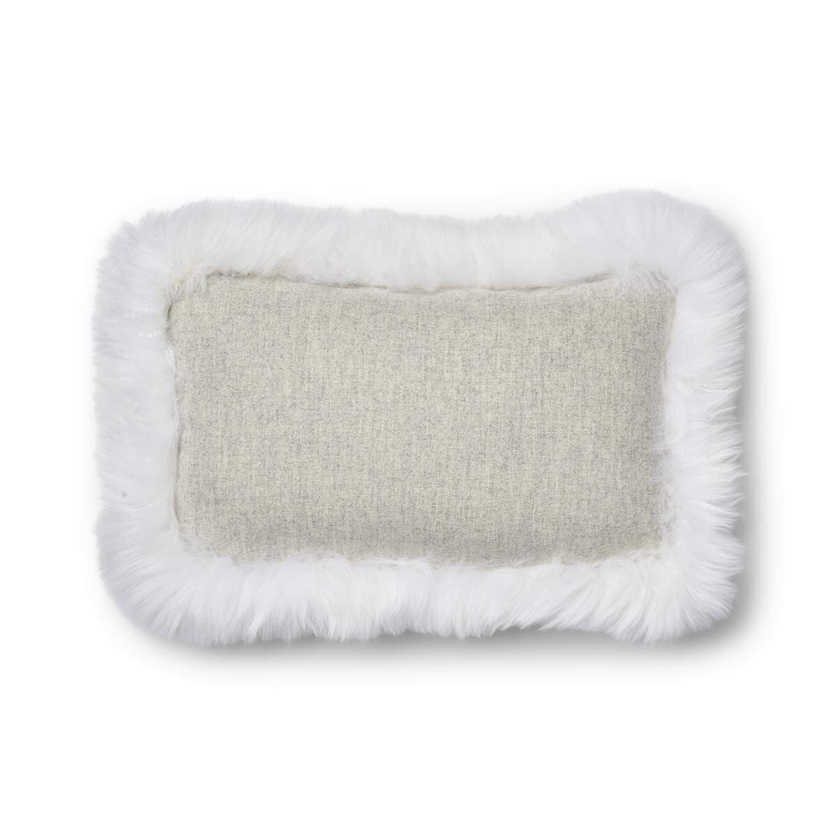 Wool Cushion | LW trim | 20x20 in | 13x20 in Silver/Ivory